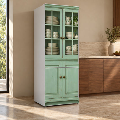 Mint Kitchen Hutch fridge wrap, refrigerator shown at an angle