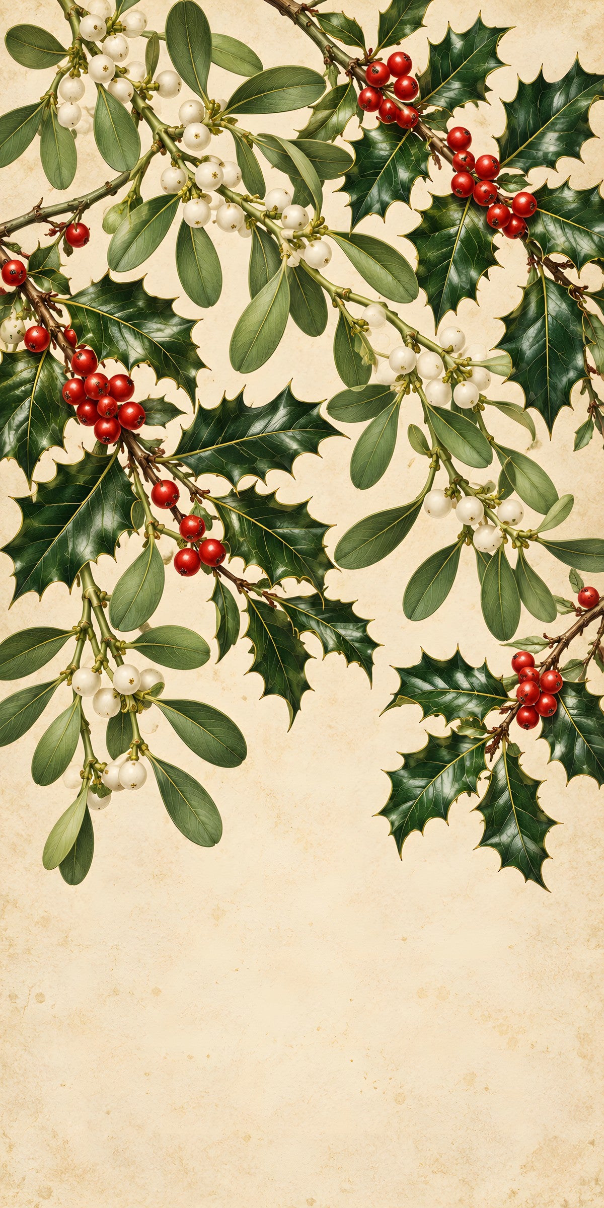 Mistletoe & Holly Botanical fridge wrap full design