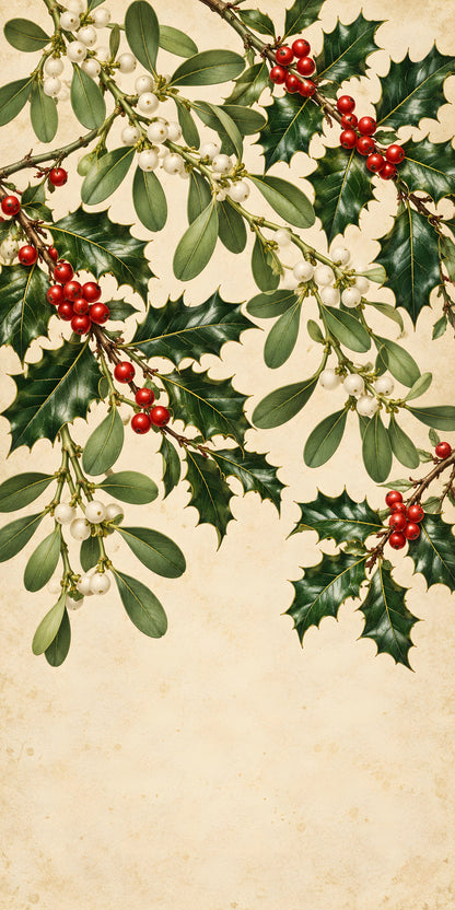 Mistletoe & Holly Botanical fridge wrap full design