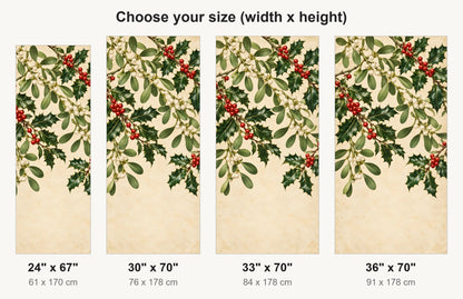 Mistletoe & Holly Botanical fridge wrap available sizes 24, 30, 33 and 36 inch