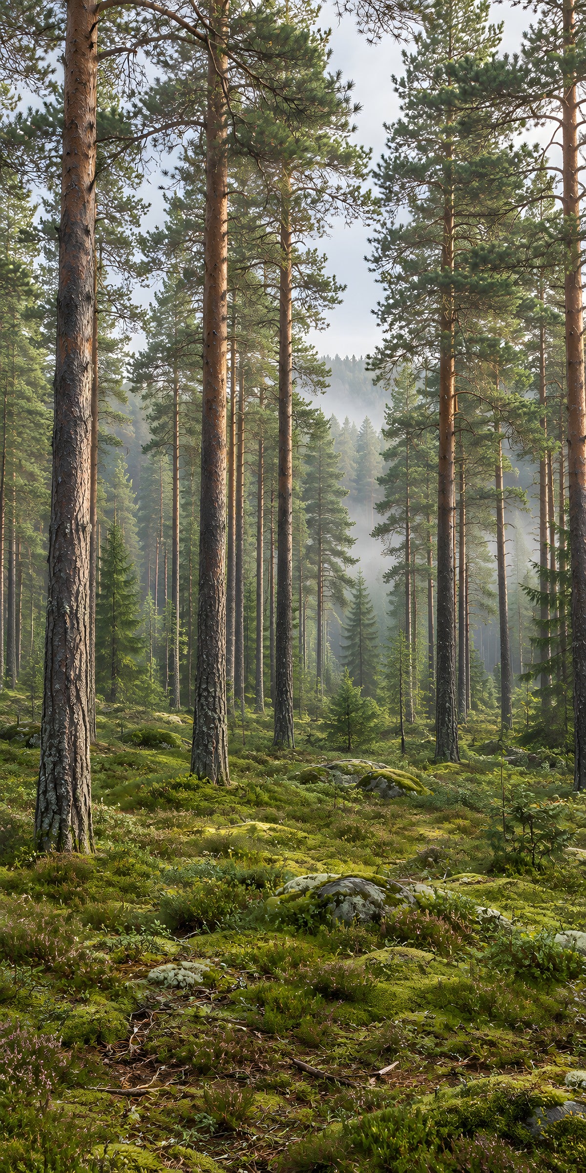 Misty Pine Forest fridge wrap full design