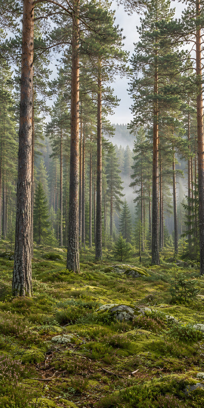 Misty Pine Forest fridge wrap full design
