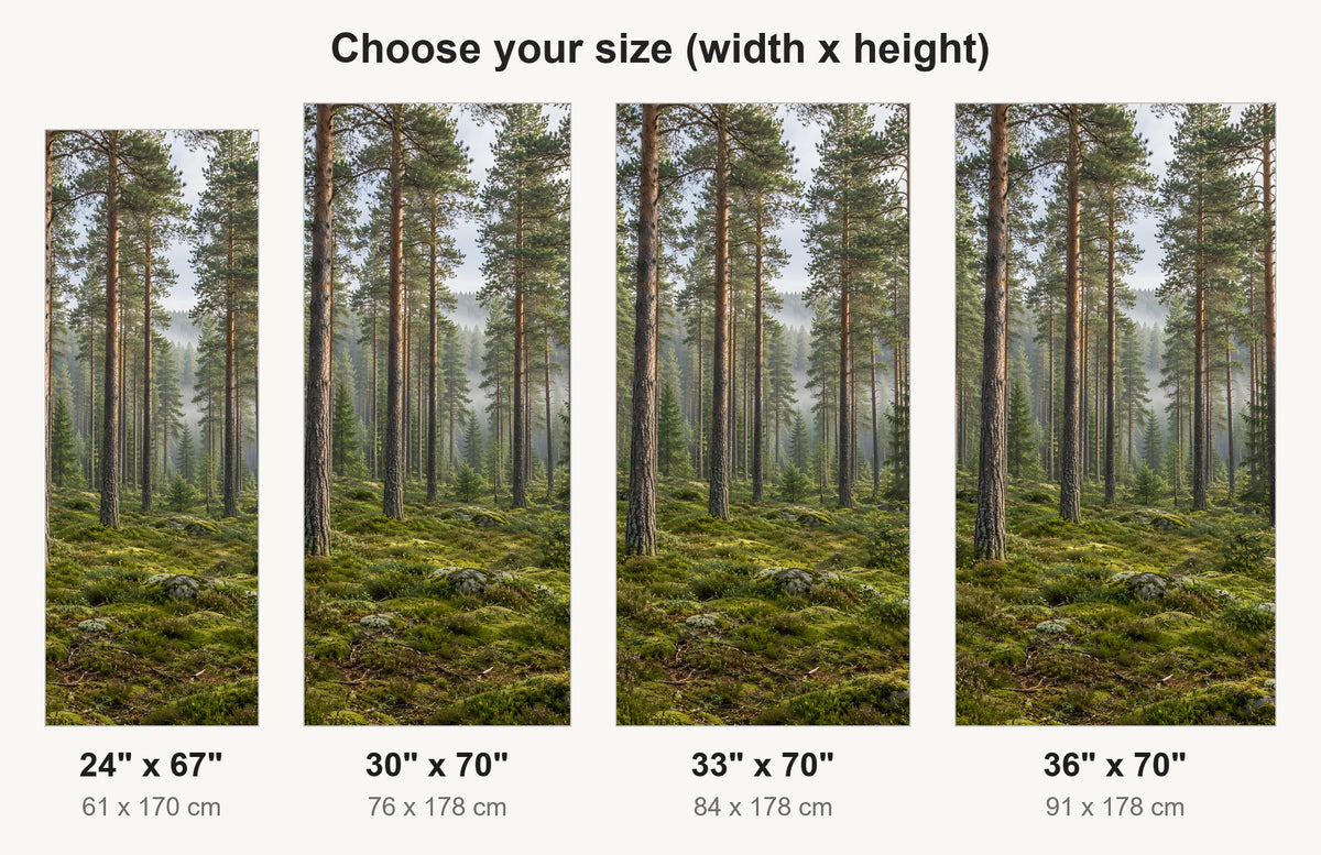 Misty Pine Forest fridge wrap available sizes 24, 30, 33 and 36 inch