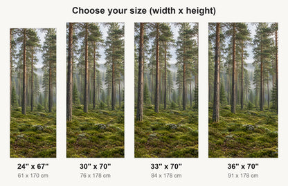 Misty Pine Forest fridge wrap available sizes 24, 30, 33 and 36 inch