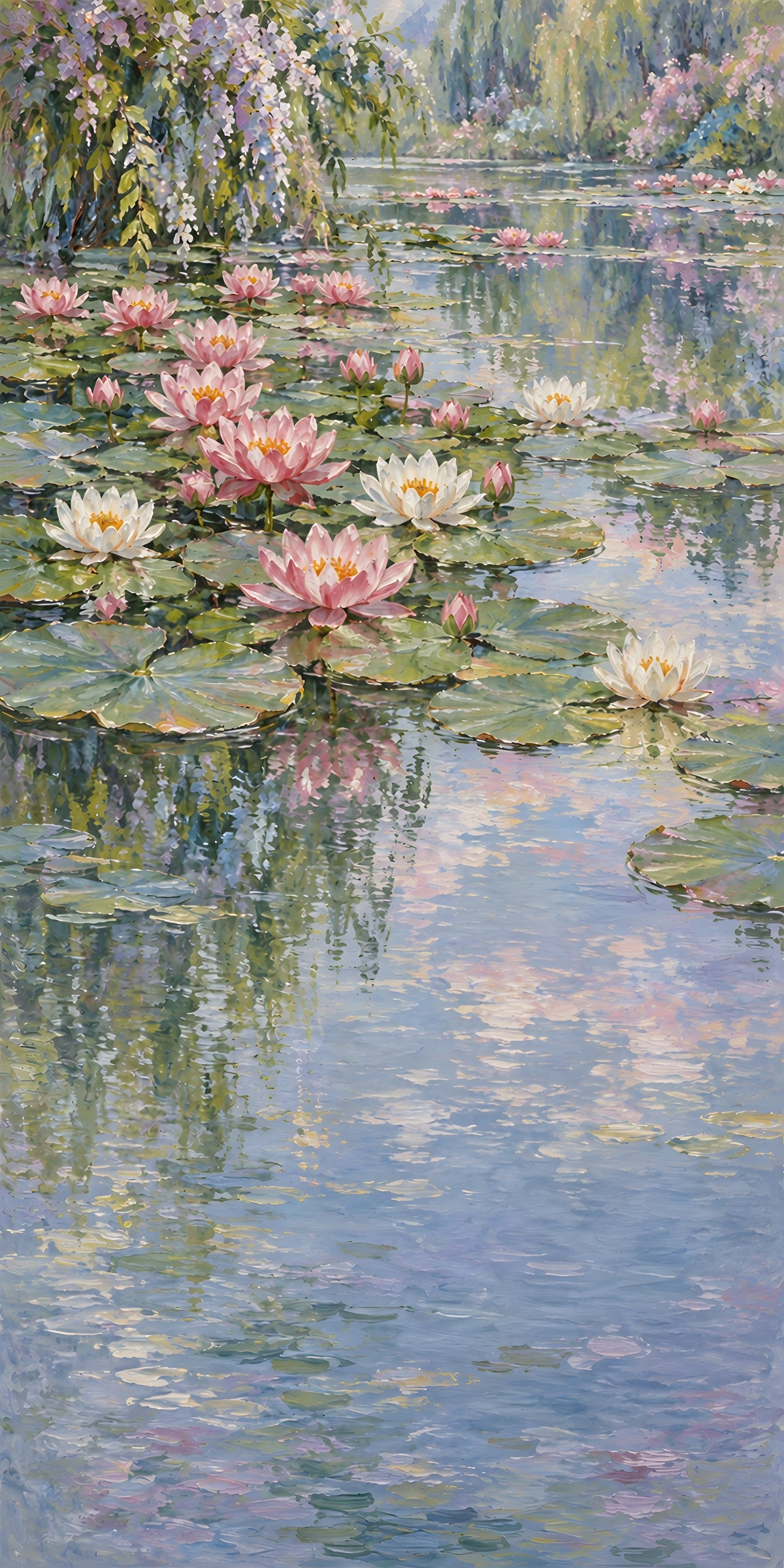 Monet Inspired Water Lilies fridge wrap full design