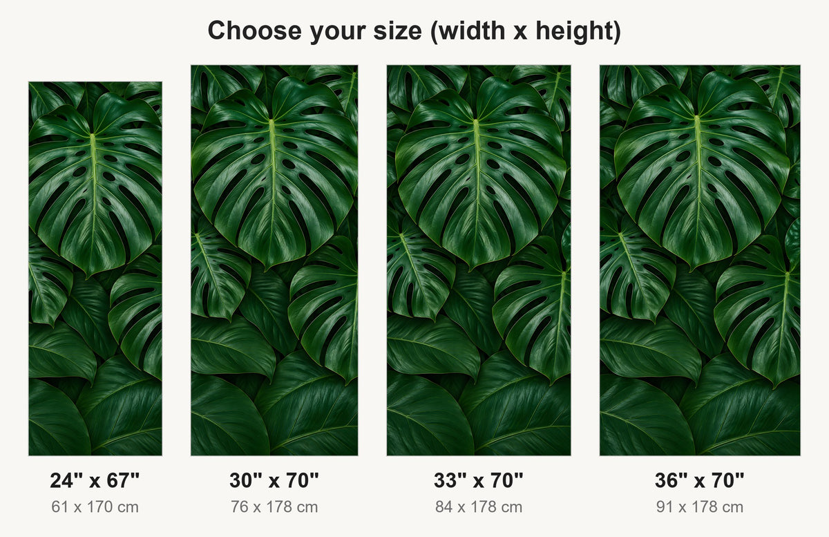 Monstera Leaves fridge wrap available sizes 24, 30, 33 and 36 inch