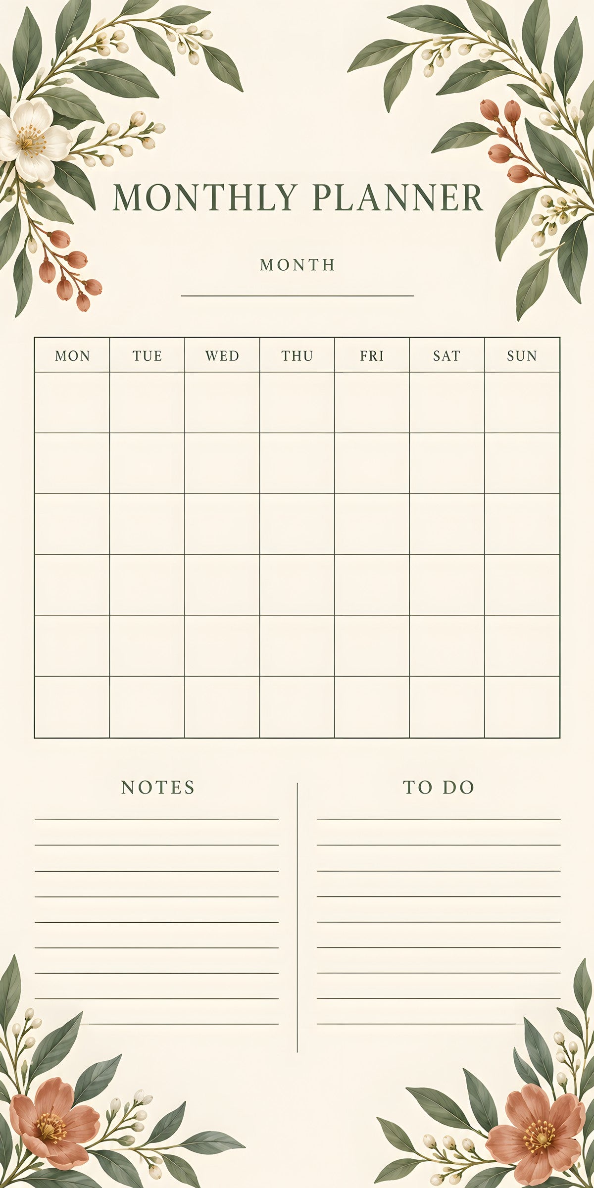 Monthly Calendar Planner fridge wrap full design