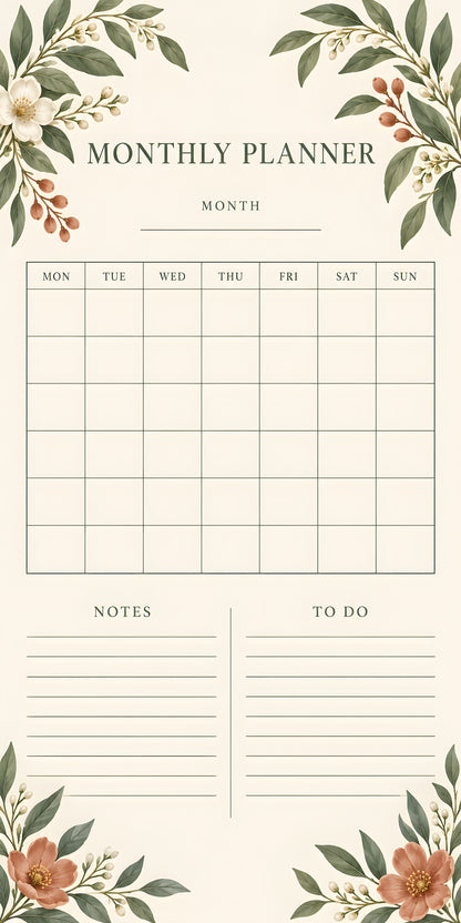 Monthly Calendar Planner fridge wrap full design