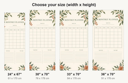 Monthly Calendar Planner fridge wrap available sizes 24, 30, 33 and 36 inch