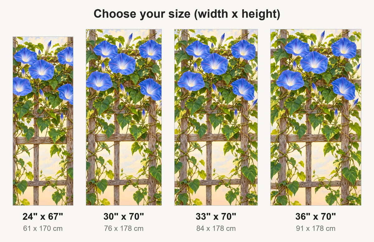 Morning Glories fridge wrap available sizes 24, 30, 33 and 36 inch
