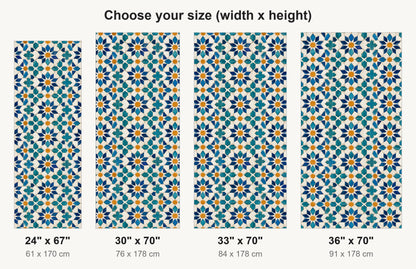 Moroccan Tiles fridge wrap available sizes 24, 30, 33 and 36 inch