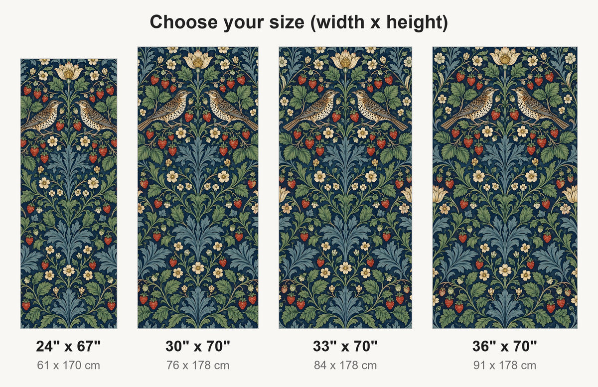 Morris Inspired Strawberry Birds fridge wrap available sizes 24, 30, 33 and 36 inch