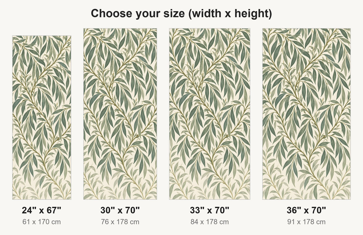 Morris Inspired Willow Leaves fridge wrap available sizes 24, 30, 33 and 36 inch
