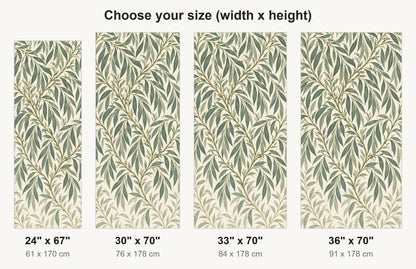 Morris Inspired Willow Leaves fridge wrap available sizes 24, 30, 33 and 36 inch