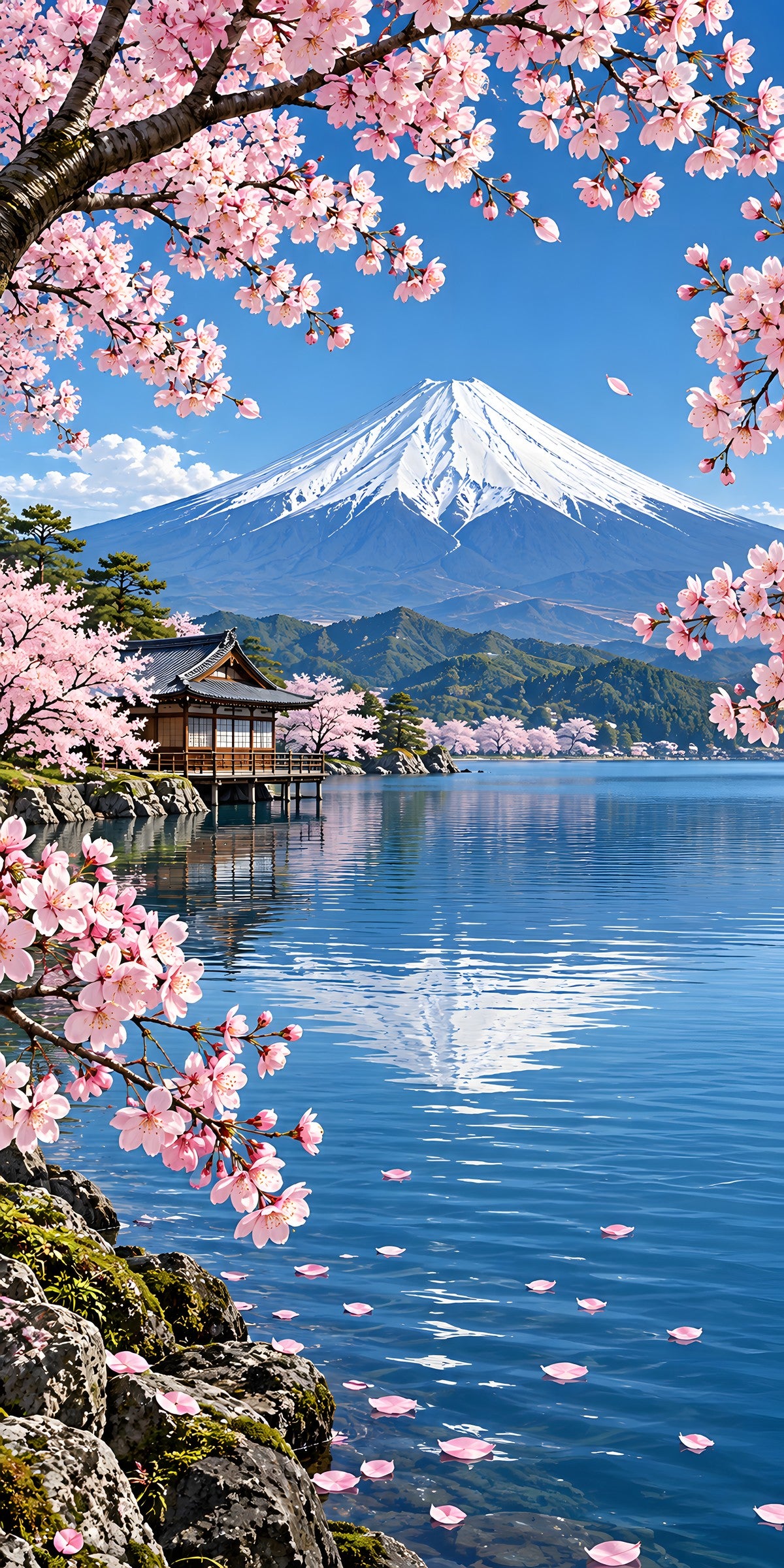 Mount Fuji & Cherry Blossoms fridge wrap full design