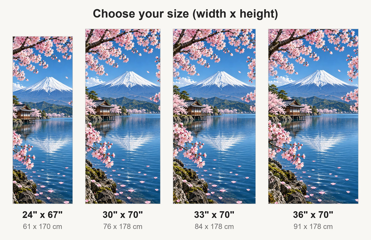 Mount Fuji & Cherry Blossoms fridge wrap available sizes 24, 30, 33 and 36 inch