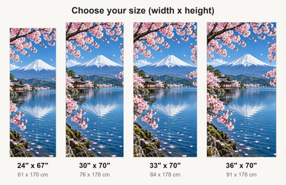 Mount Fuji & Cherry Blossoms fridge wrap available sizes 24, 30, 33 and 36 inch