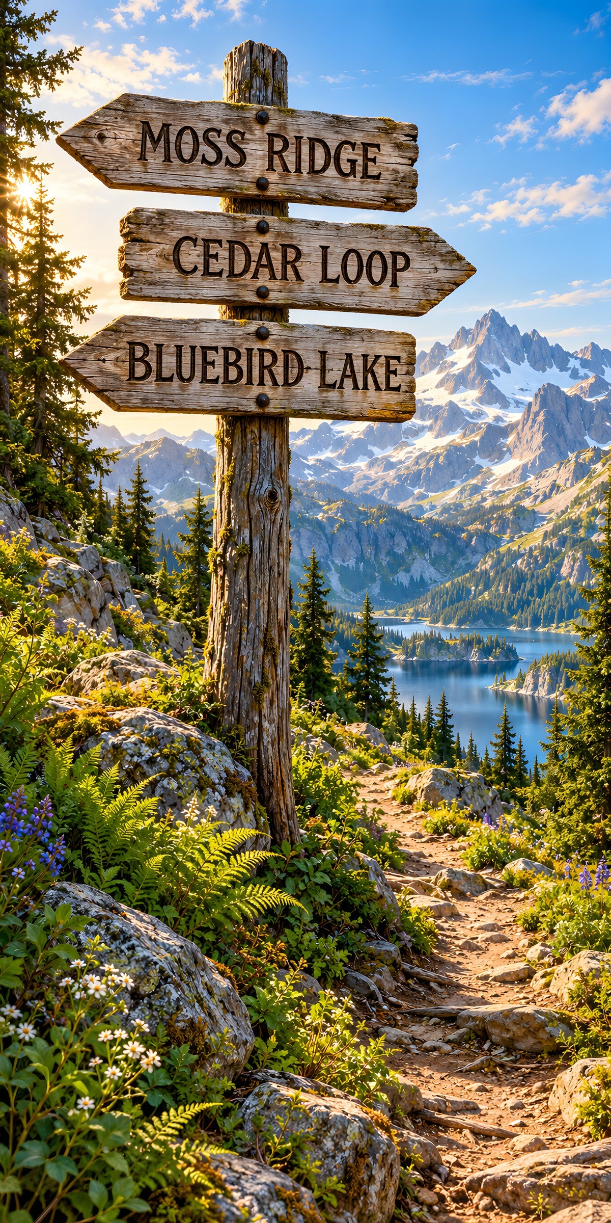 Mountain Trailhead Signs fridge wrap full design