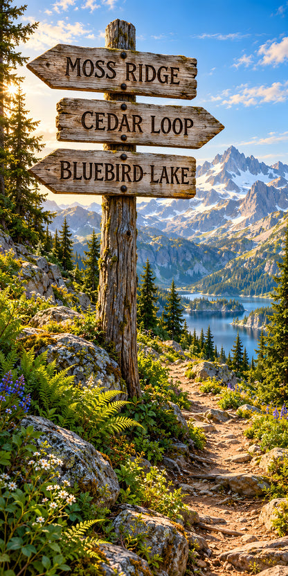 Mountain Trailhead Signs fridge wrap full design