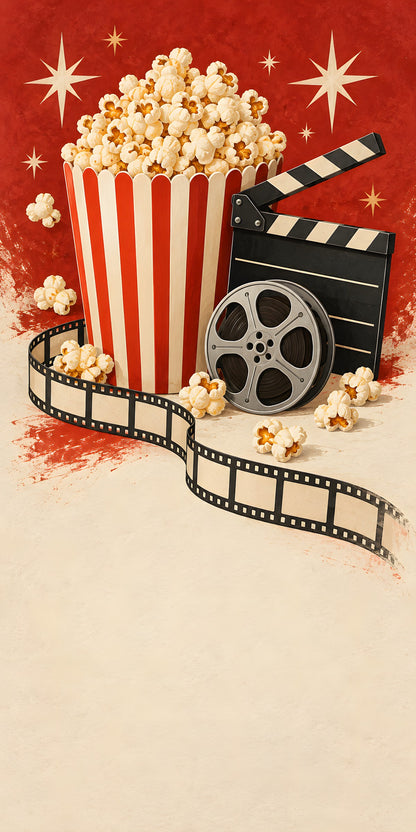 Movie Night Popcorn fridge wrap full design