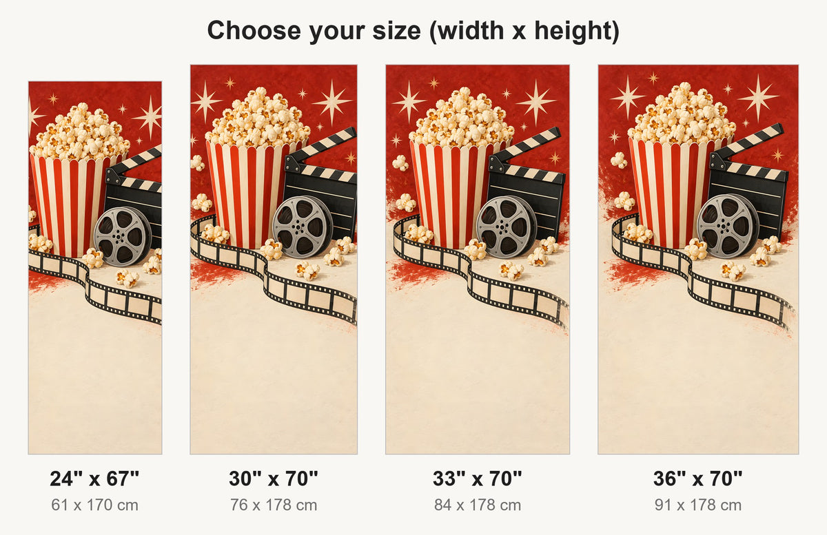 Movie Night Popcorn fridge wrap available sizes 24, 30, 33 and 36 inch