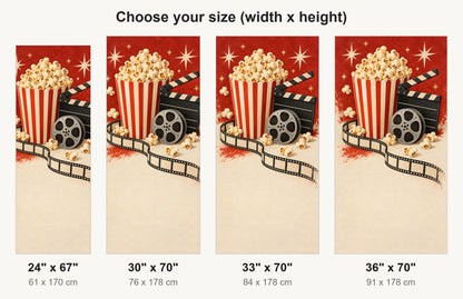 Movie Night Popcorn fridge wrap available sizes 24, 30, 33 and 36 inch