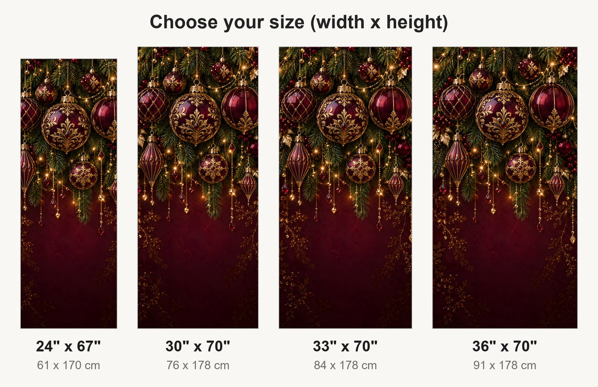 Mulberry & Gold Christmas Ornaments fridge wrap available sizes 24, 30, 33 and 36 inch