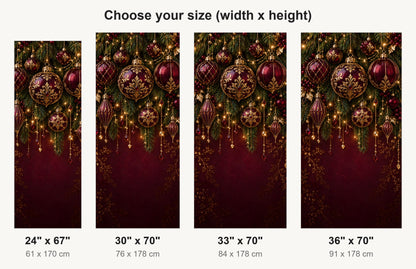 Mulberry & Gold Christmas Ornaments fridge wrap available sizes 24, 30, 33 and 36 inch