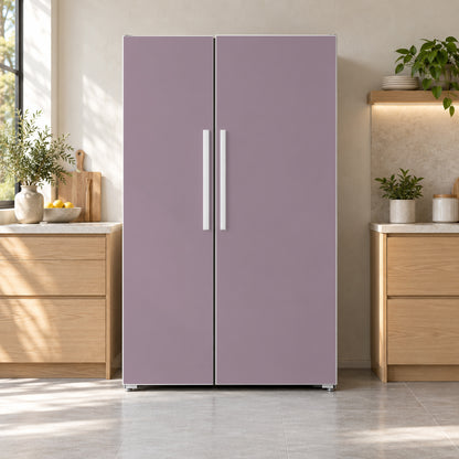 Muted Mauve fridge wrap on a side-by-side refrigerator