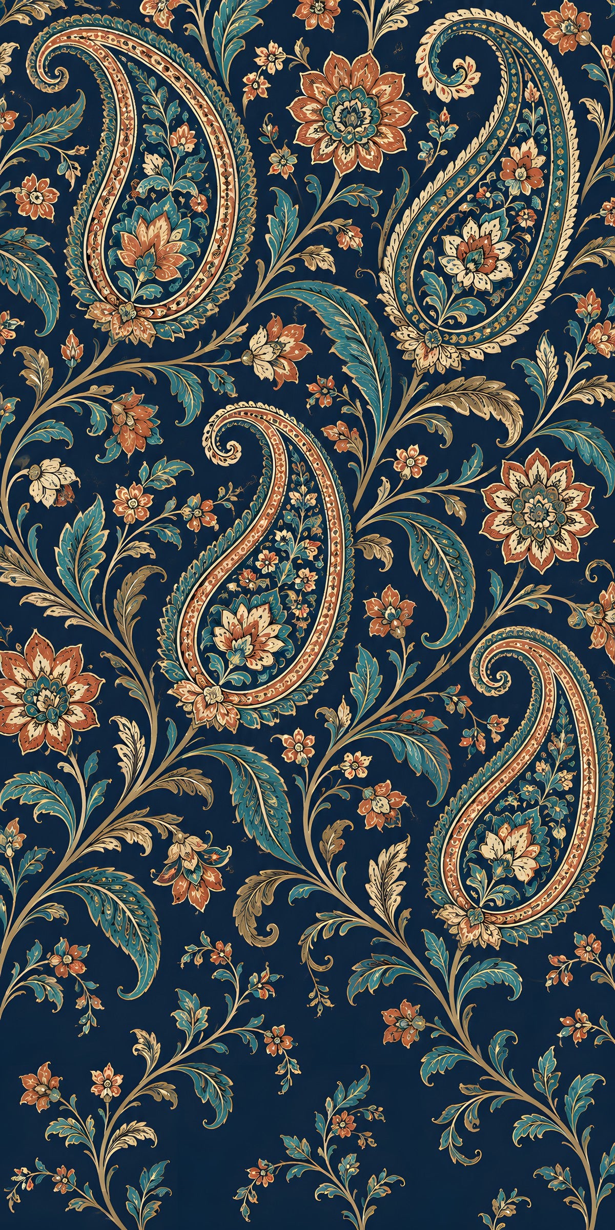 Navy Paisley fridge wrap full design