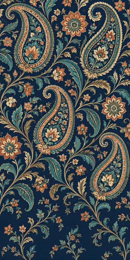 Navy Paisley fridge wrap full design