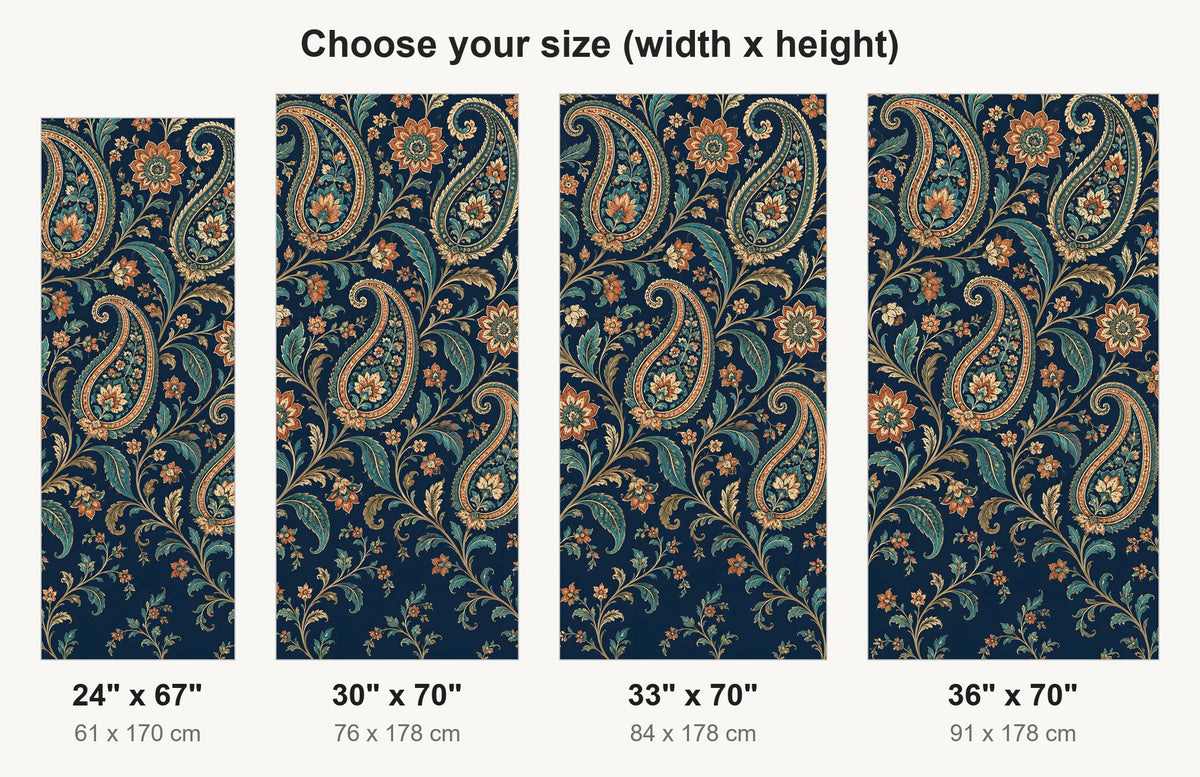 Navy Paisley fridge wrap available sizes 24, 30, 33 and 36 inch