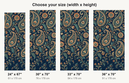 Navy Paisley fridge wrap available sizes 24, 30, 33 and 36 inch