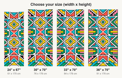 Ndebele Geometric fridge wrap available sizes 24, 30, 33 and 36 inch