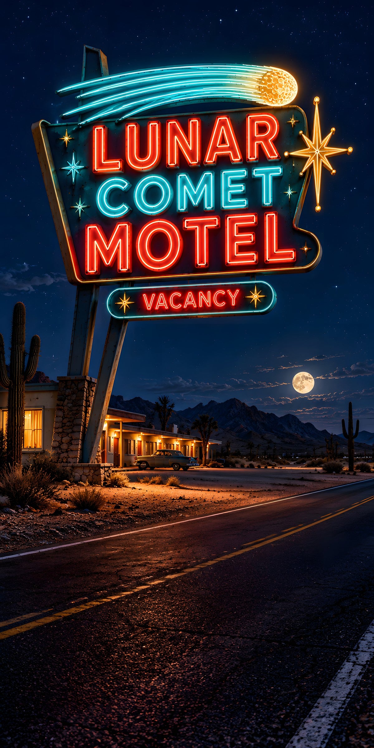 Neon Motel Sign fridge wrap full design