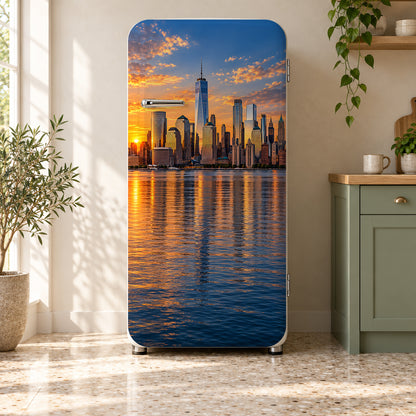 New York Skyline fridge wrap on a retro refrigerator