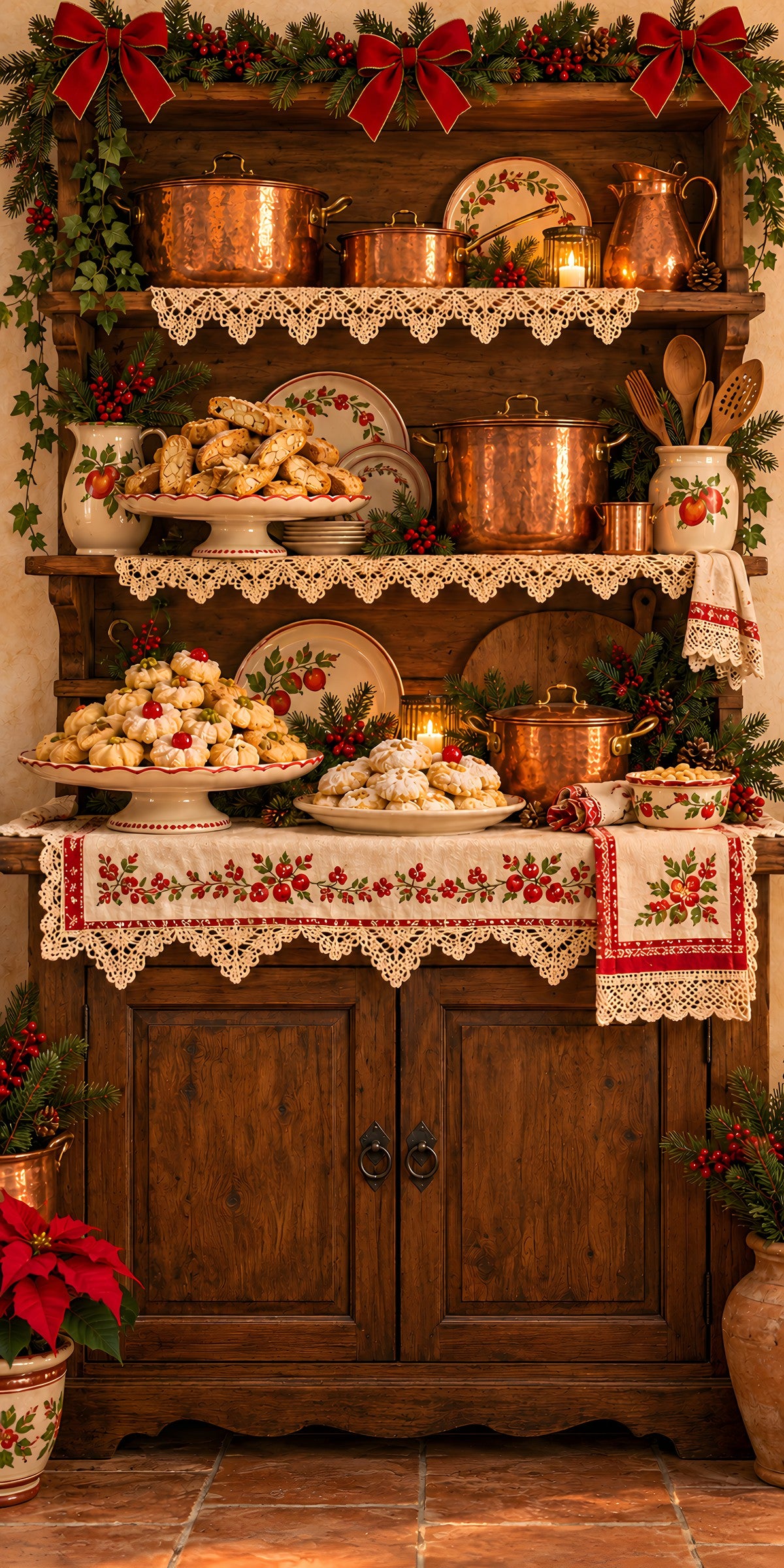 Nonna's Christmas Kitchen fridge wrap full design