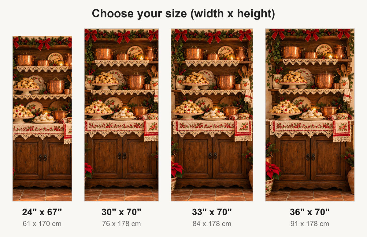 Nonna's Christmas Kitchen fridge wrap available sizes 24, 30, 33 and 36 inch