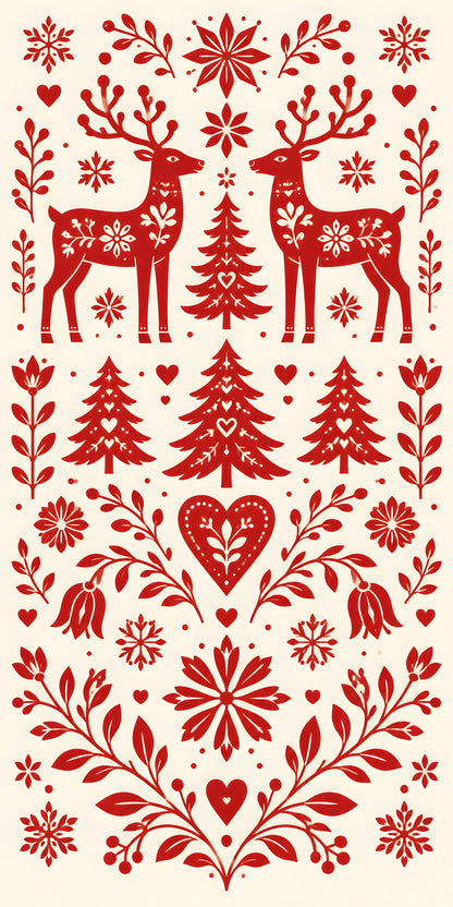 Nordic Folk Christmas fridge wrap full design
