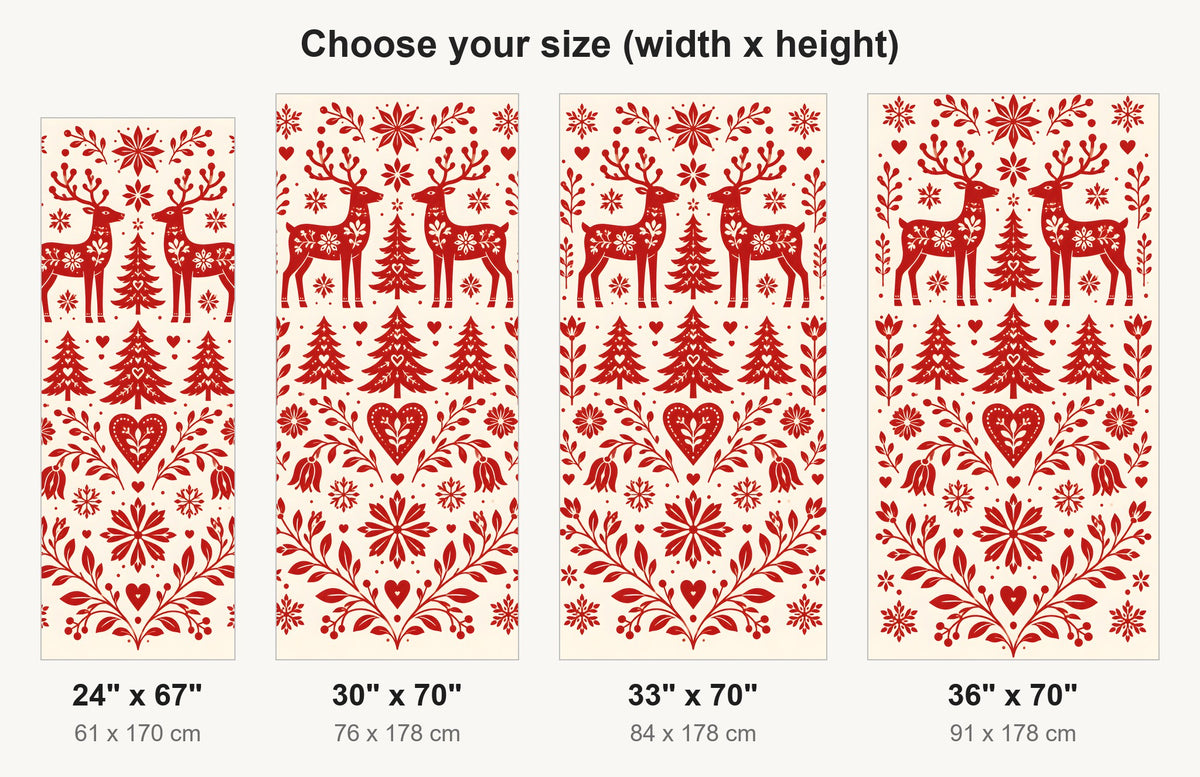 Nordic Folk Christmas fridge wrap available sizes 24, 30, 33 and 36 inch