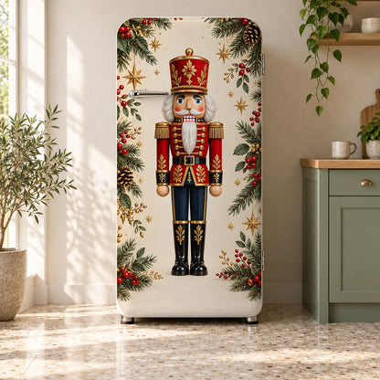 Nutcracker fridge wrap on a retro refrigerator