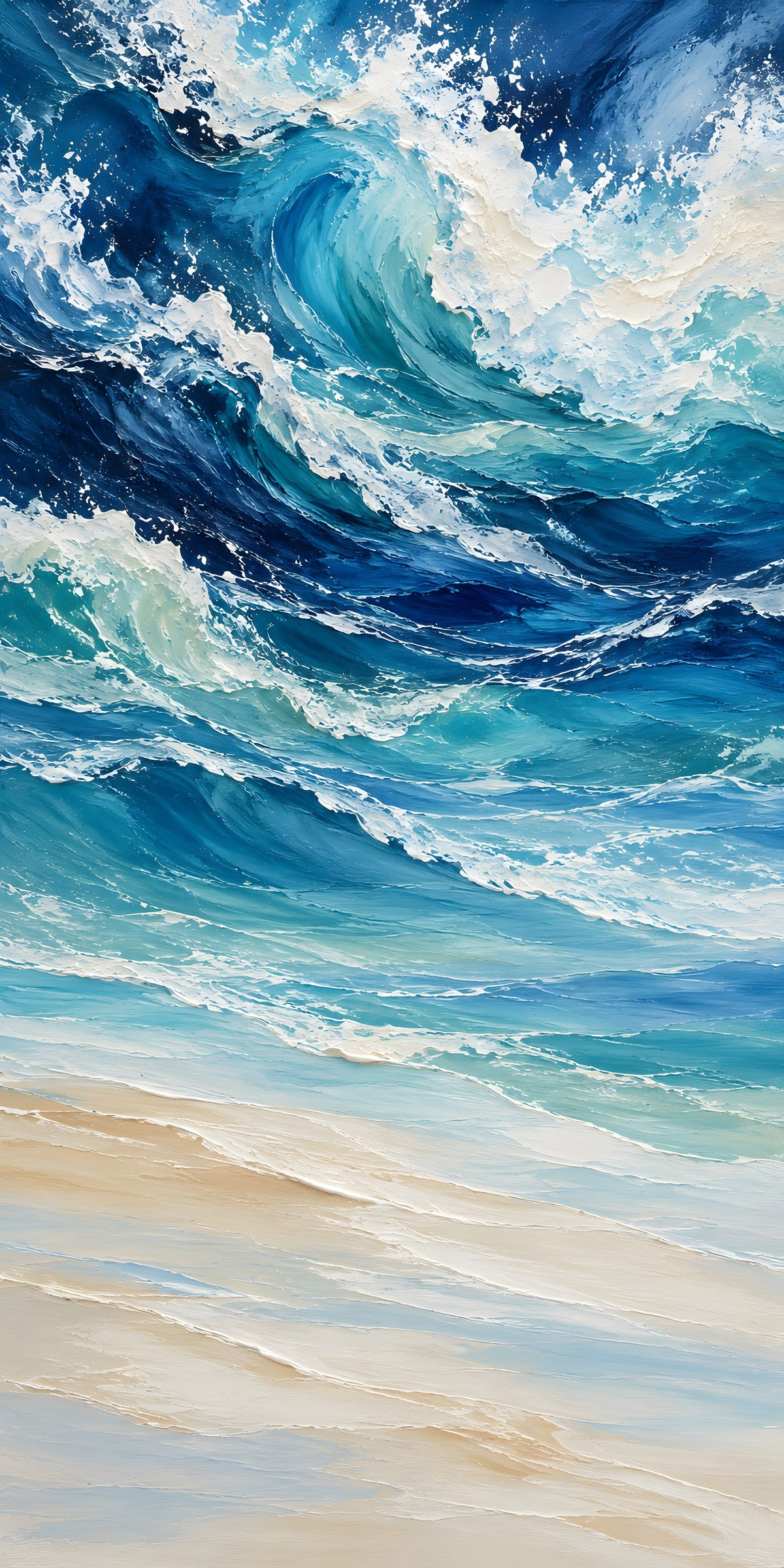 Ocean Wave Painting fridge wrap full design
