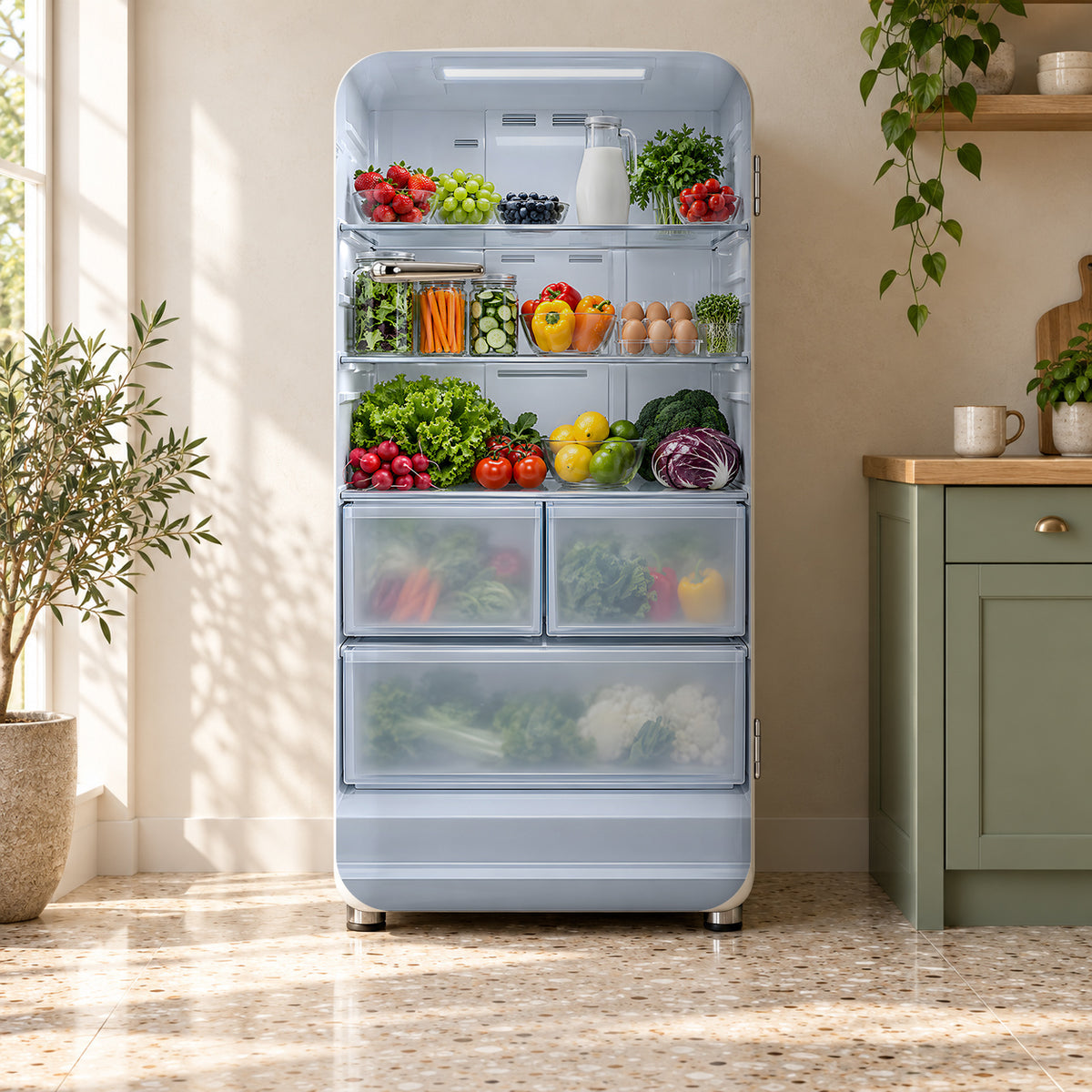 Open Fridge Illusion fridge wrap on a retro refrigerator