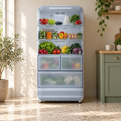 Open Fridge Illusion fridge wrap on a retro refrigerator