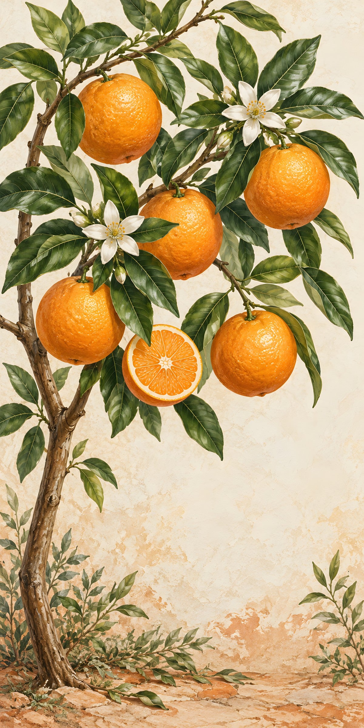 Orange Tree Branches fridge wrap full design