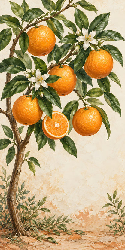 Orange Tree Branches fridge wrap full design