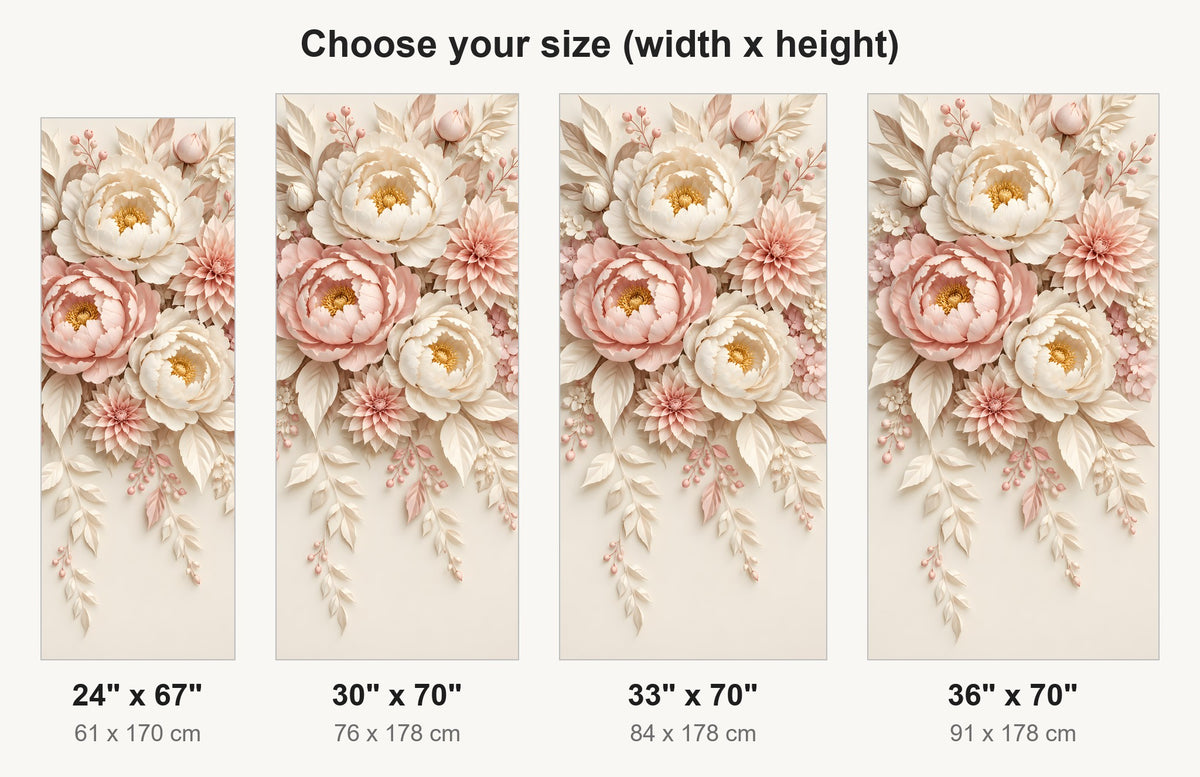 Paper Flowers fridge wrap available sizes 24, 30, 33 and 36 inch