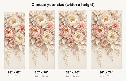 Paper Flowers fridge wrap available sizes 24, 30, 33 and 36 inch