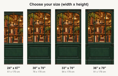 Paris Bookshop Window fridge wrap available sizes 24, 30, 33 and 36 inch