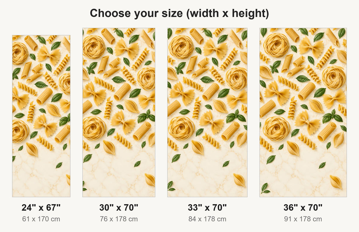 Pasta Shapes fridge wrap available sizes 24, 30, 33 and 36 inch